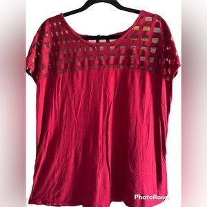 Claudia Richard Watermelon Square Mesh Blouse